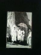 Rectangle Table Top(Six And Half Inch)Baba Under Umbrella original Black&White Photo (Wood Lamination)